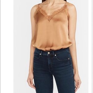 Satin Lace Trim Thong Bodysuit